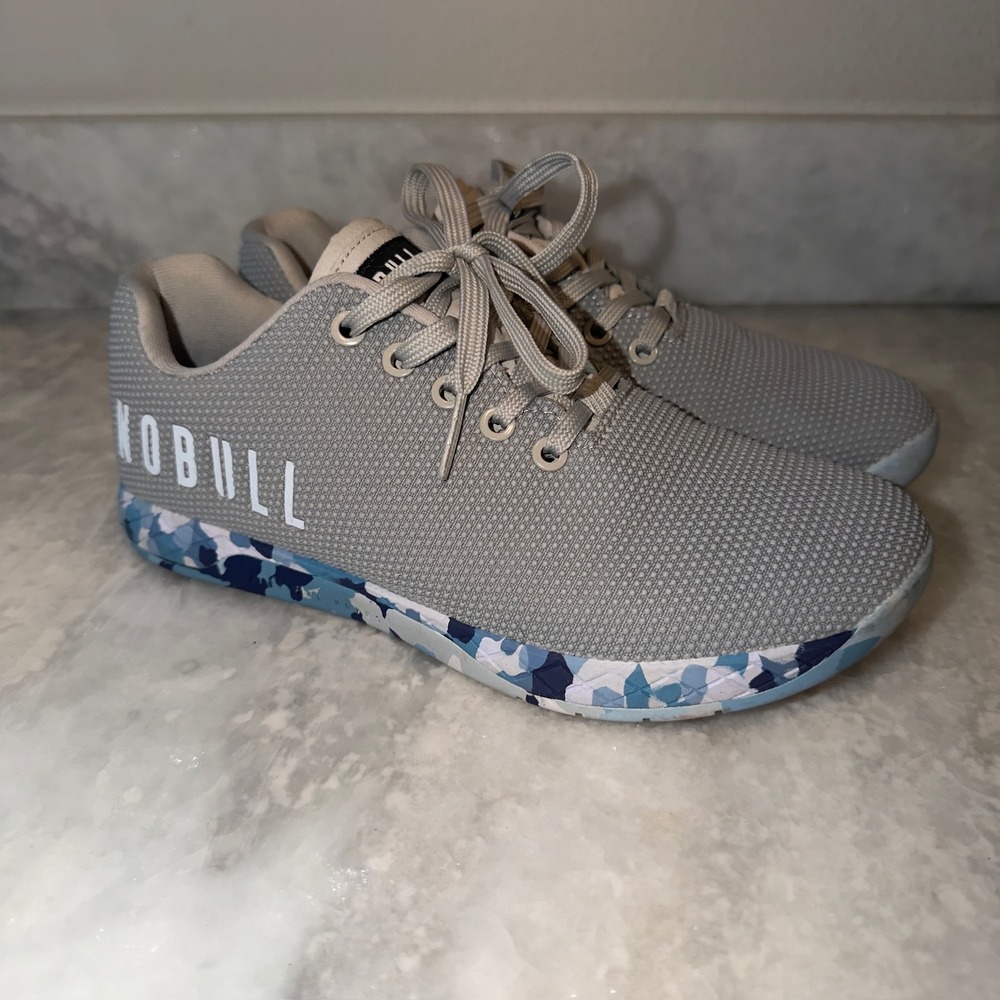 NOBULL Grey Blue Camo SuperFabric Trainer Womens 8.5 Cross Training Shoes
